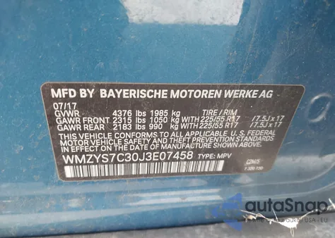 2018 Mini Countryman Cooper из США, поврежденный, VIN WMZYS7C30J3E07458